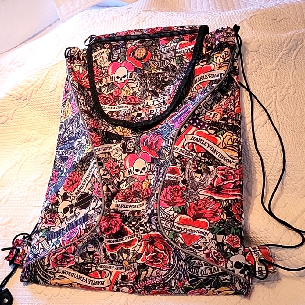 Vintage Rose Harley-Davidson sting  backpack.